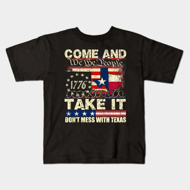 Come and Take It, We the People American Flag Texas Kids T-Shirt by WestKnightTees